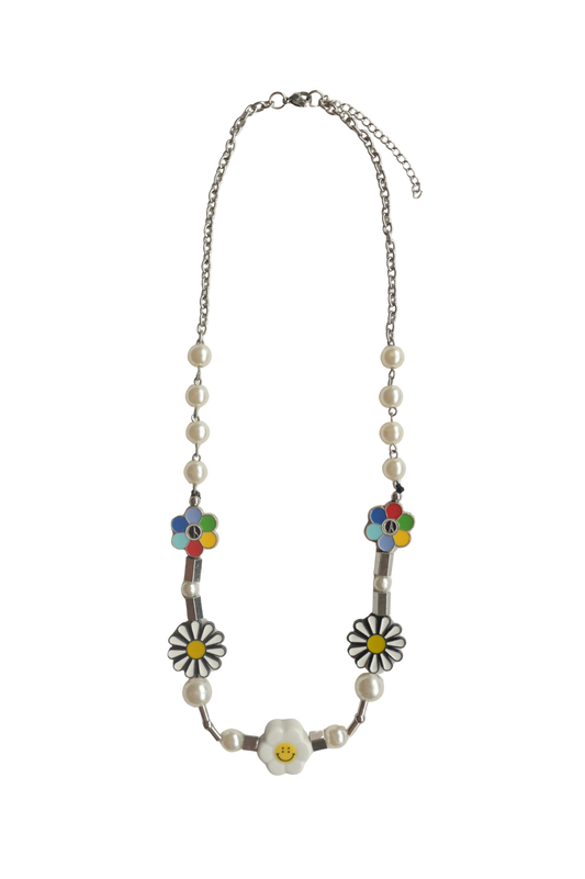 Smiley Bloom Beaded Necklace