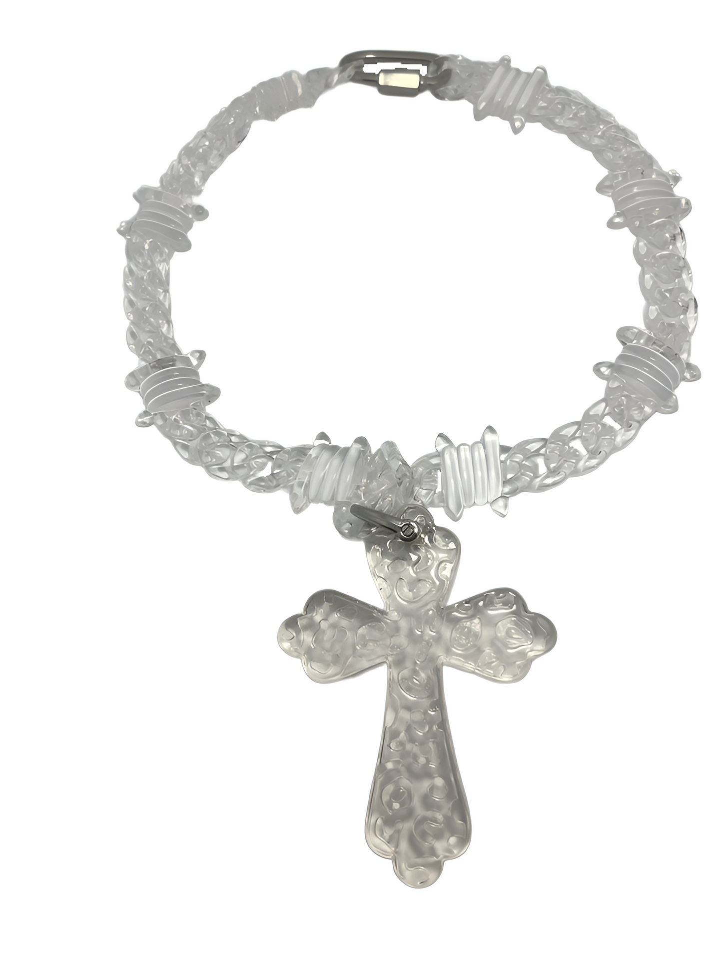 Ethereal Frost Cross Necklace