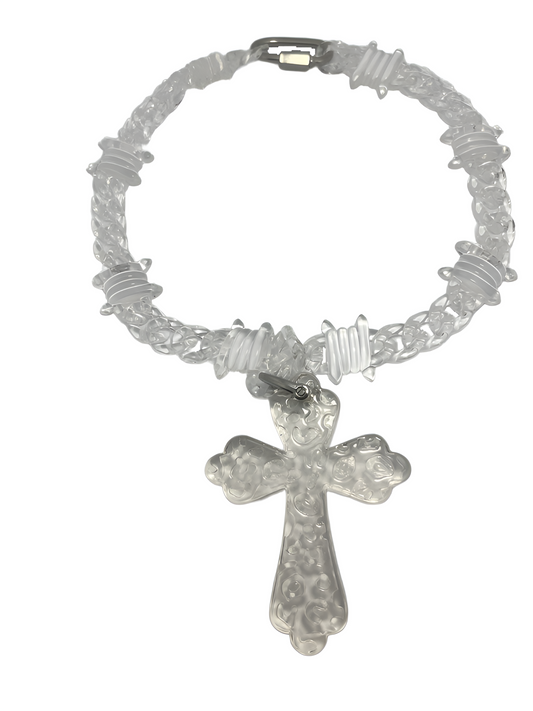 Ethereal Frost Cross Necklace
