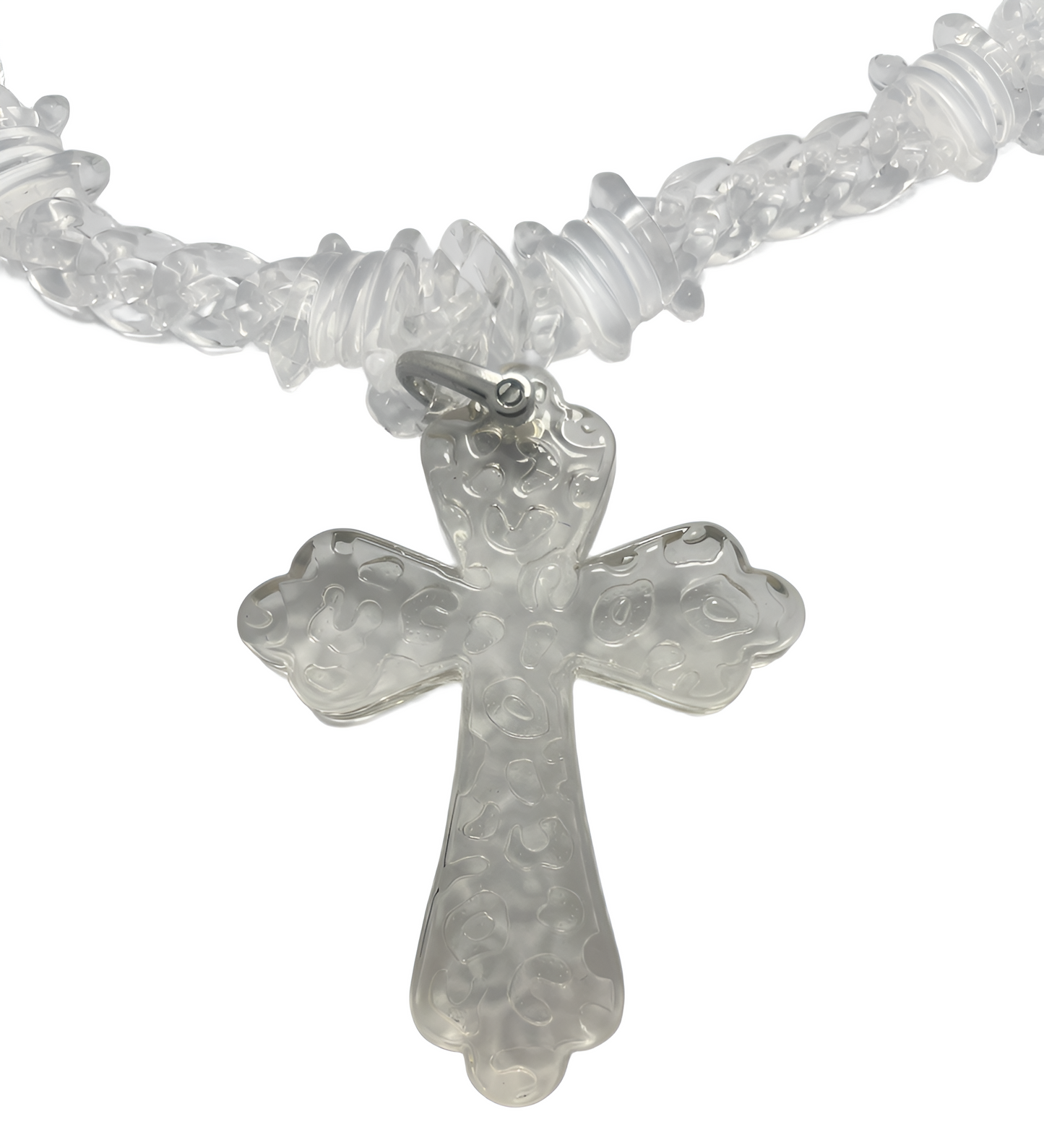 Ethereal Frost Cross Necklace