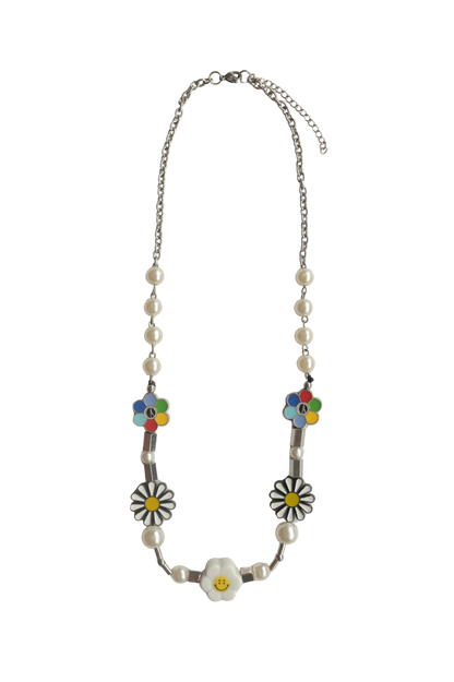 Smiley Bloom Beaded Necklace
