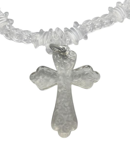 Ethereal Frost Cross Necklace