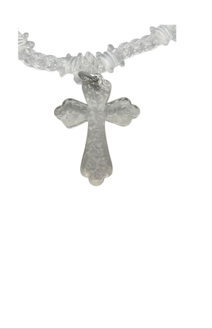 Ethereal Frost Cross Necklace