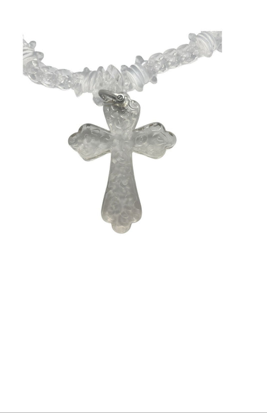 Ethereal Frost Cross Necklace
