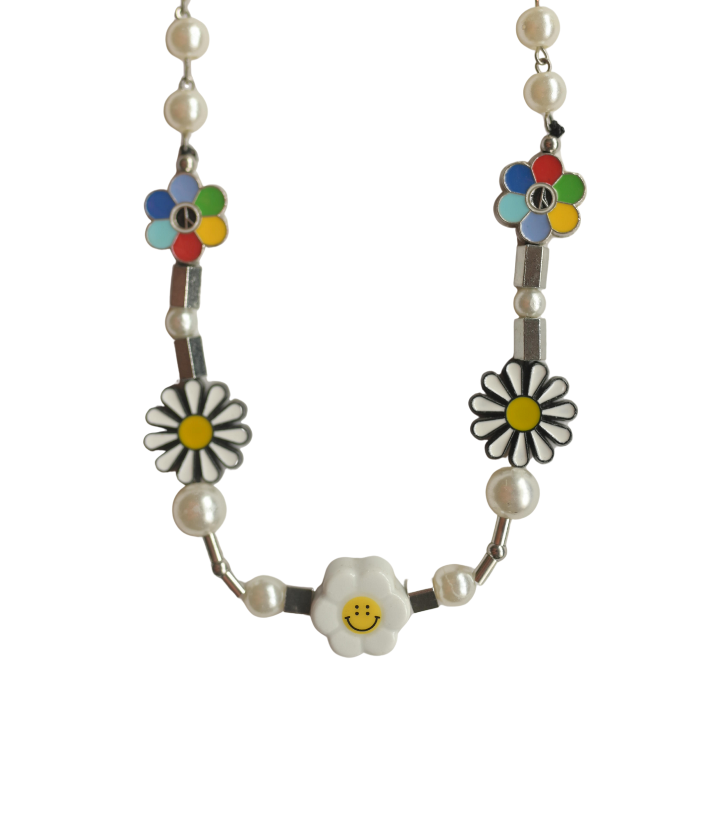 Smiley Bloom Beaded Necklace