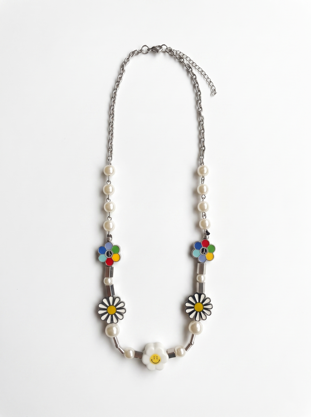 Smiley Bloom Beaded Necklace