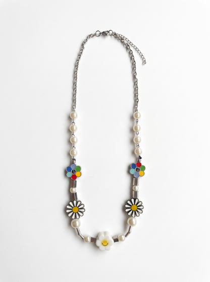 Smiley Bloom Beaded Necklace