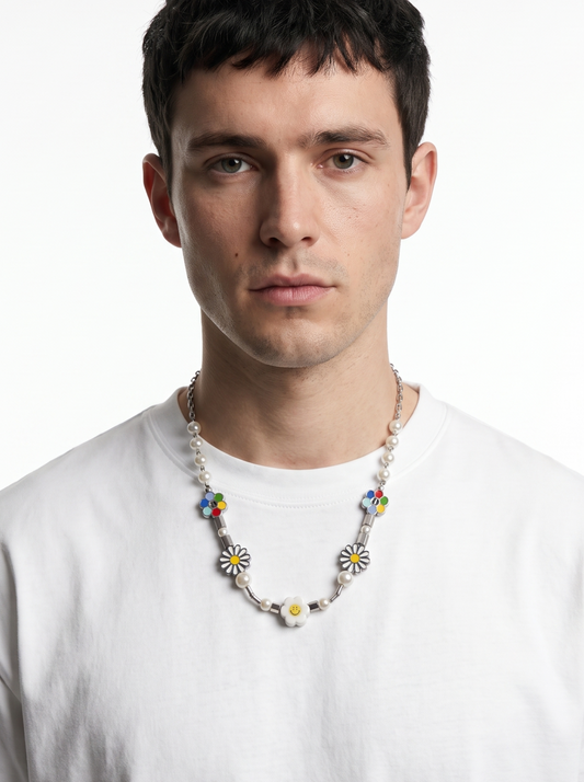 Smiley Bloom Beaded Necklace